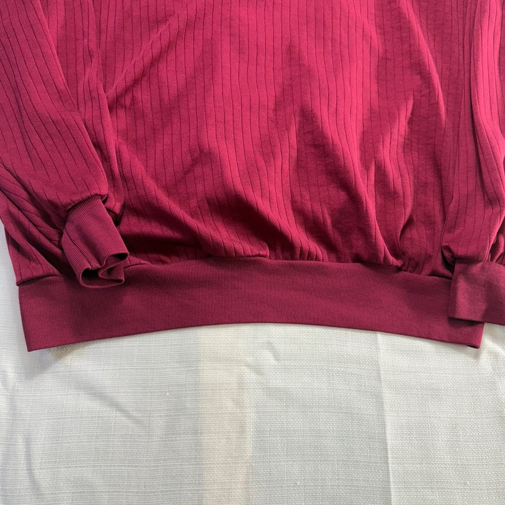 Ribbed Paisley Mock Neck Sweater Top Burgundy Vintage Pullover Sz XL - Picture 13 of 13